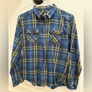 Quiksilver Boys Blue and Yellow Plaid Shirt